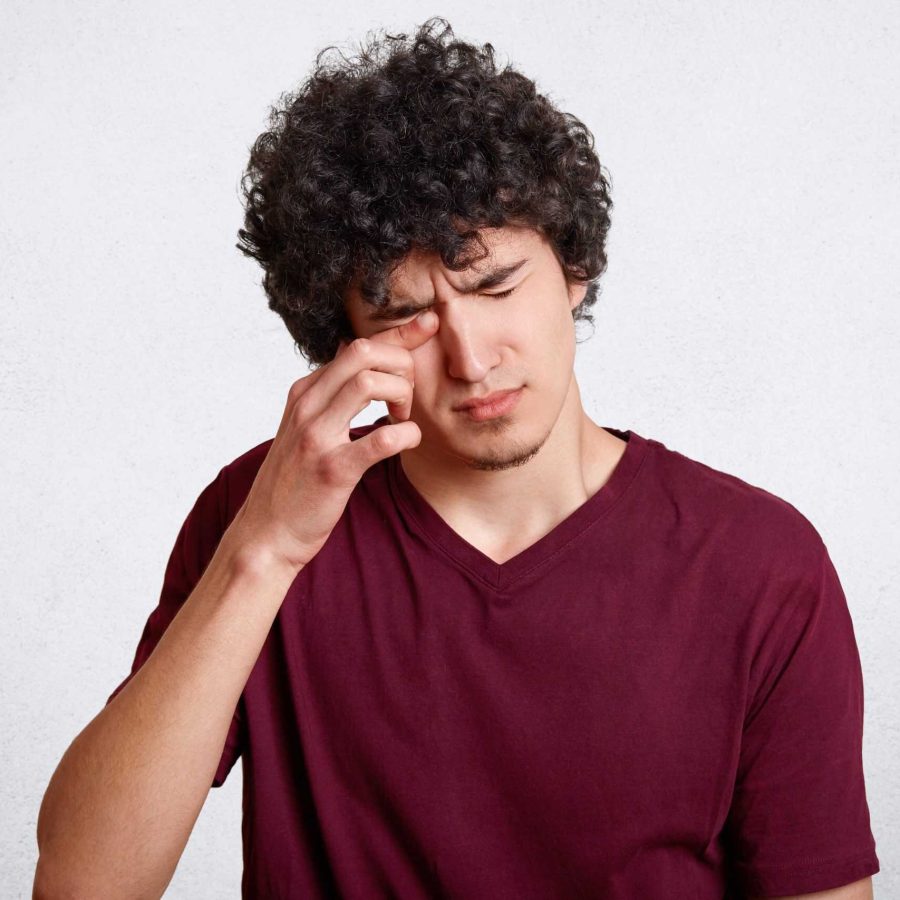 man with dry eyes